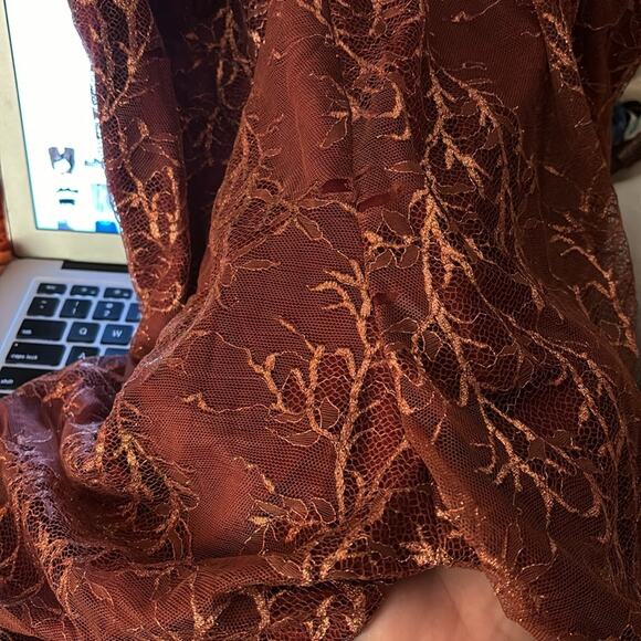 Rtr sz0 Katie May Venus Jumpsuit red wine lace gold shimmer metallic skinny 1 PC - Picture 13 of 13